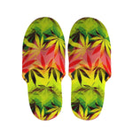 Hemp Leaf Reggae Pattern Print Slippers