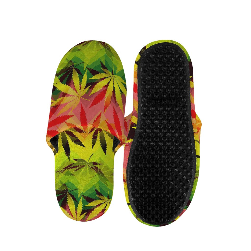 Hemp Leaf Reggae Pattern Print Slippers