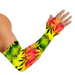 Hemp Leaf Reggae Pattern Print Sun Protection Arm Sleeves