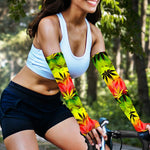 Hemp Leaf Reggae Pattern Print Sun Protection Arm Sleeves