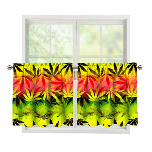 Hemp Leaf Reggae Pattern Print Tier Curtains