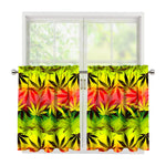 Hemp Leaf Reggae Pattern Print Tier Curtains