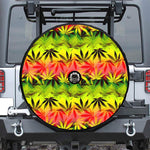 Hemp Leaf Reggae Pattern Print Tire Cover With Camera Hole