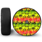 Hemp Leaf Reggae Pattern Print Tire Cover With Camera Hole