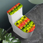 Hemp Leaf Reggae Pattern Print Toilet Lid And Tank Cover Set