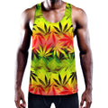 Hemp Leaf Reggae Pattern Print Men's Workout Tank Top