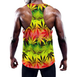 Hemp Leaf Reggae Pattern Print Training Tank Top