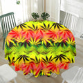 Hemp Leaf Reggae Pattern Print Waterproof Round Tablecloth