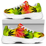 Hemp Leaf Reggae Pattern Print White Chunky Shoes