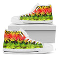 Hemp Leaf Reggae Pattern Print White High Top Sneakers