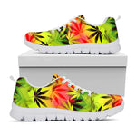 Hemp Leaf Reggae Pattern Print White Running Shoes