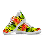 Hemp Leaf Reggae Pattern Print White Running Shoes