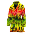 Hemp Leaf Reggae Pattern Print Women's Bathrobe