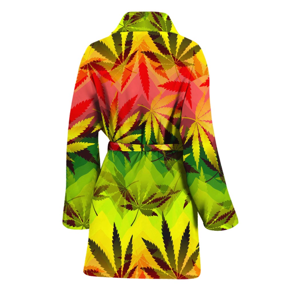 Hemp Leaf Reggae Pattern Print Women's Bathrobe