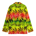 Hemp Leaf Reggae Pattern Print Women's Blazer