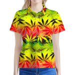 Hemp Leaf Reggae Pattern Print Women's Polo Shirt
