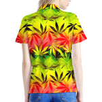 Hemp Leaf Reggae Pattern Print Women's Polo Shirt