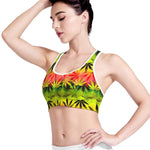 Hemp Leaf Reggae Pattern Print Women's Sports Bra