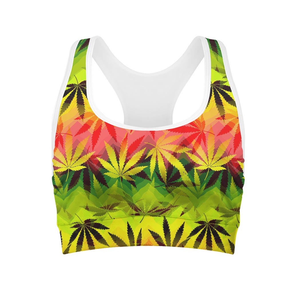 Hemp Leaf Reggae Pattern Print Women's Sports Bra