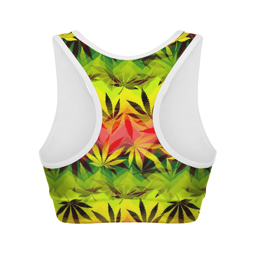 Hemp Leaf Reggae Pattern Print Women's Sports Bra