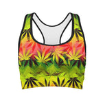 Hemp Leaf Reggae Pattern Print Women's Sports Bra