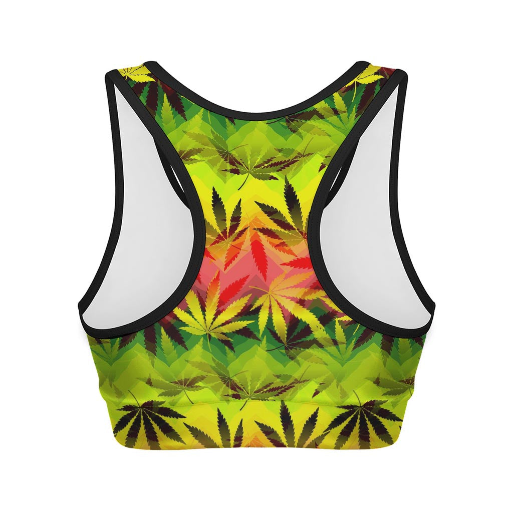 Hemp Leaf Reggae Pattern Print Women's Sports Bra
