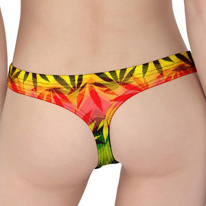 Hemp Leaf Reggae Pattern Print Women's Thong