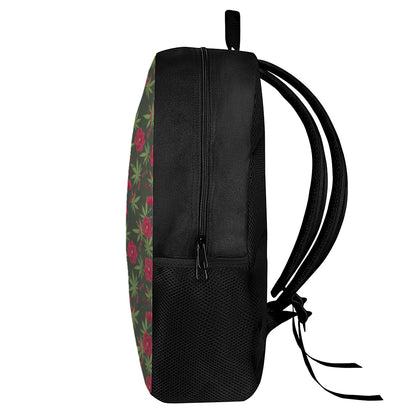 Hemp Leaves And Flowers Pattern Print 17 Inch Backpack