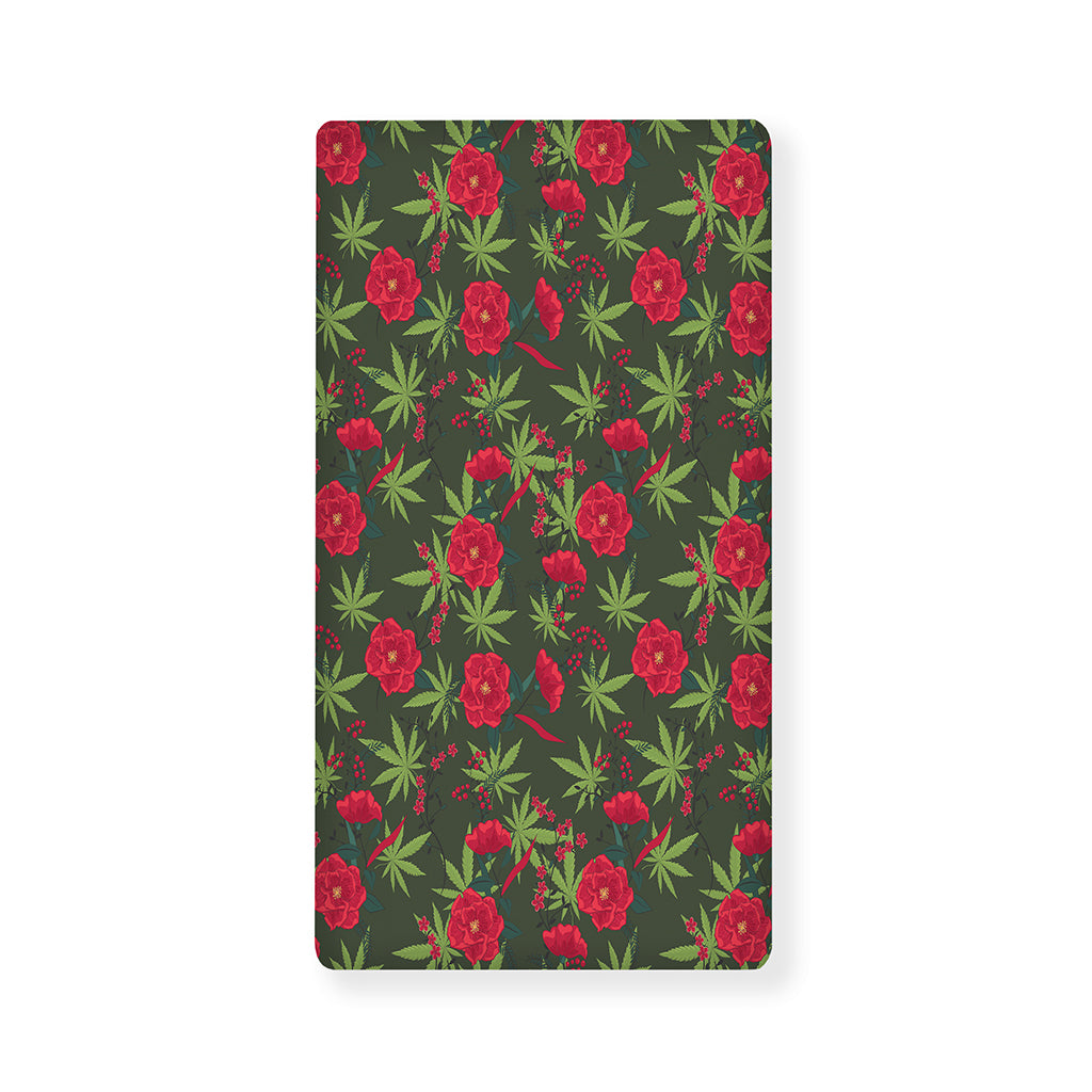 Hemp Leaves And Flowers Pattern Print Baby Crib Sheet