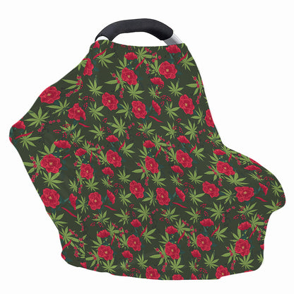 Hemp Leaves And Flowers Pattern Print Baby Seat Cover