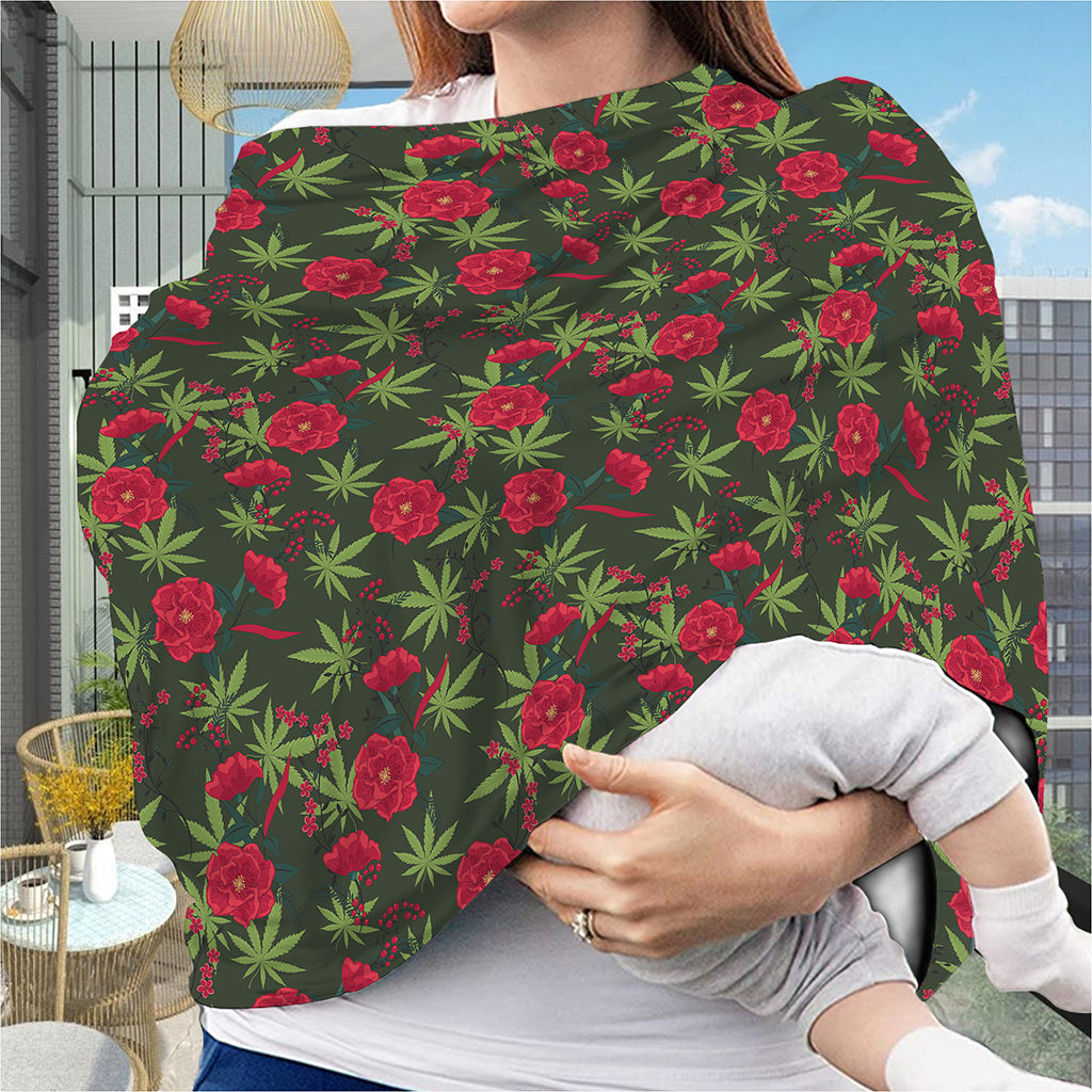 Hemp Leaves And Flowers Pattern Print Baby Seat Cover