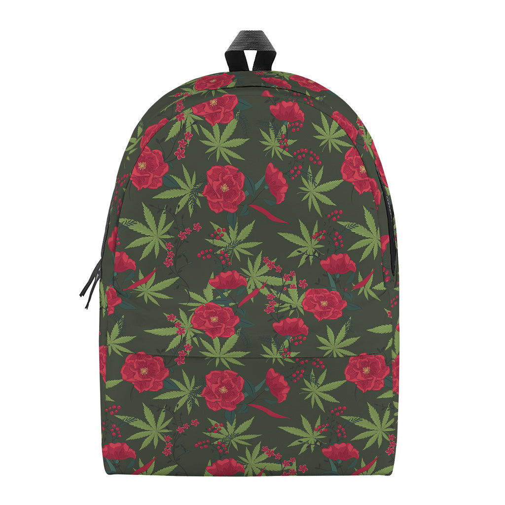 Hemp Leaves And Flowers Pattern Print Backpack