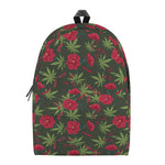 Hemp Leaves And Flowers Pattern Print Backpack