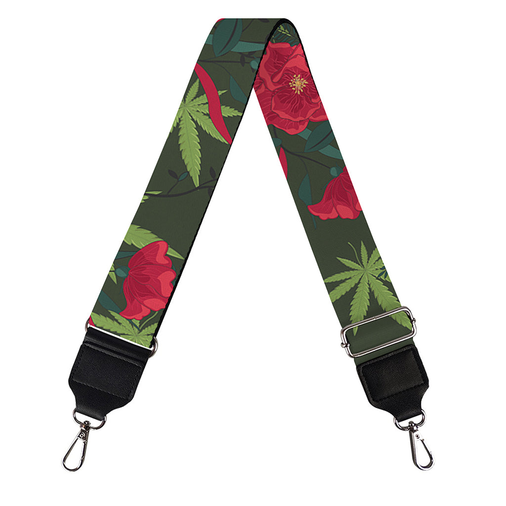 Hemp Leaves And Flowers Pattern Print Bag Strap