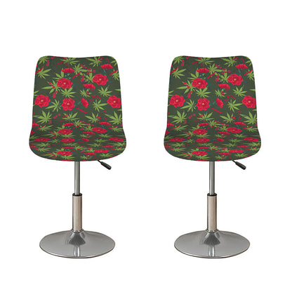 Hemp Leaves And Flowers Pattern Print Bar Stool Covers