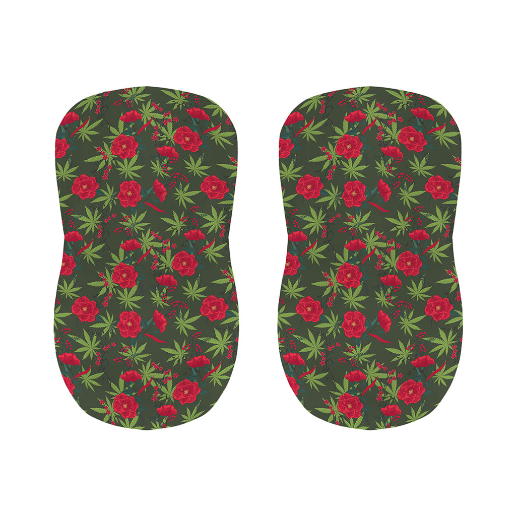 Hemp Leaves And Flowers Pattern Print Bar Stool Covers