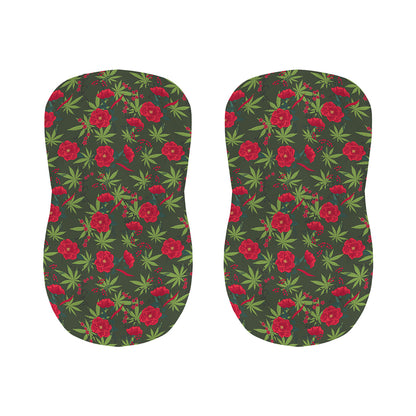 Hemp Leaves And Flowers Pattern Print Bar Stool Covers