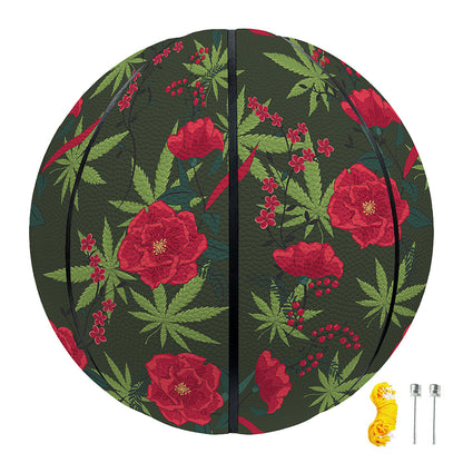 Hemp Leaves And Flowers Pattern Print Basketball