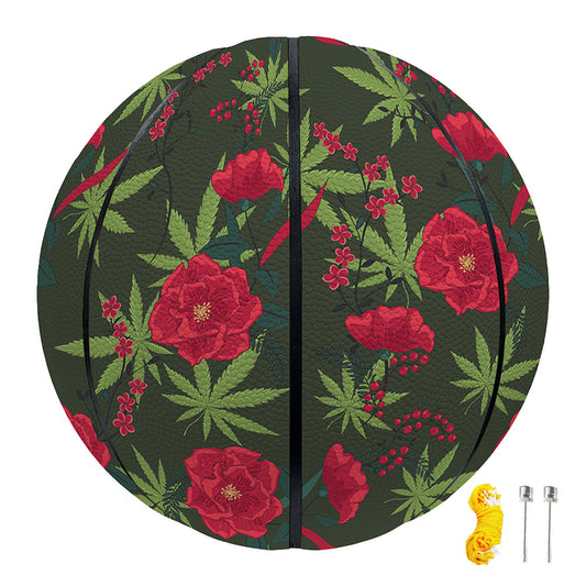 Hemp Leaves And Flowers Pattern Print Basketball