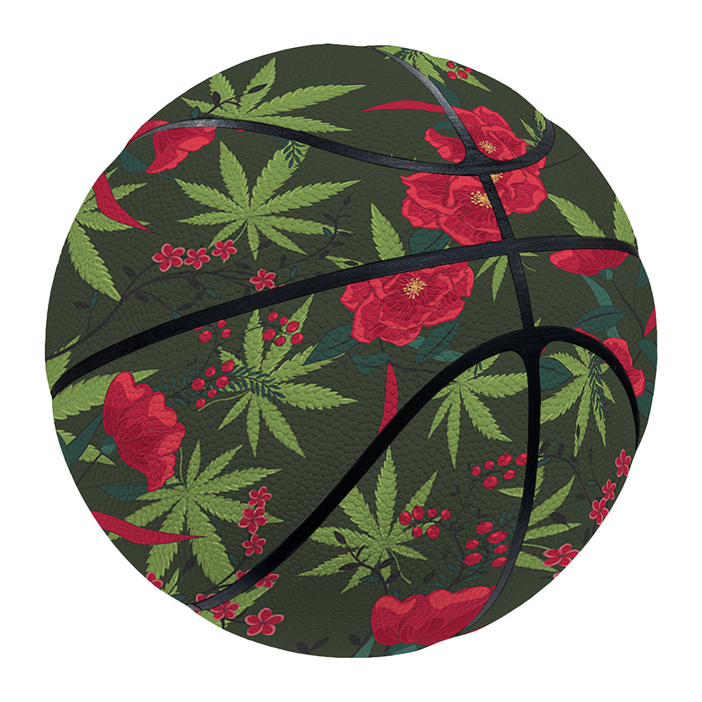 Hemp Leaves And Flowers Pattern Print Basketball