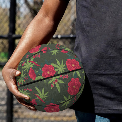 Hemp Leaves And Flowers Pattern Print Basketball