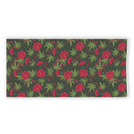 Hemp Leaves And Flowers Pattern Print Beach Towel