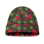 Hemp Leaves And Flowers Pattern Print Beanie