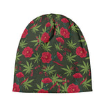 Hemp Leaves And Flowers Pattern Print Beanie