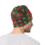 Hemp Leaves And Flowers Pattern Print Beanie