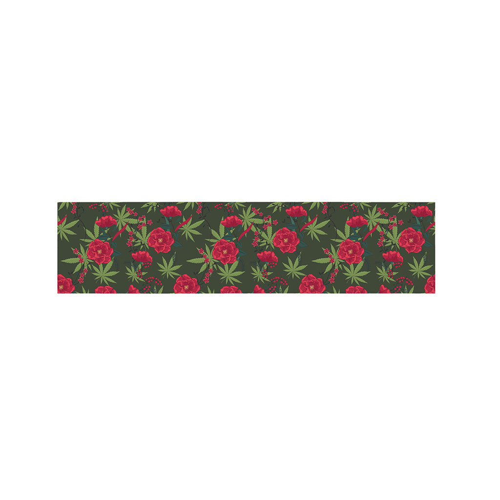 Hemp Leaves And Flowers Pattern Print Bed Runner