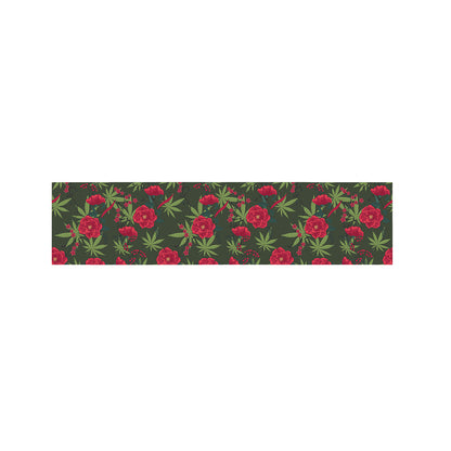 Hemp Leaves And Flowers Pattern Print Bed Runner