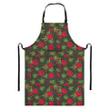 Hemp Leaves And Flowers Pattern Print Bib Apron With Pocket