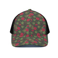 Hemp Leaves And Flowers Pattern Print Black Mesh Trucker Hat