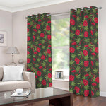 Hemp Leaves And Flowers Pattern Print Blackout Grommet Curtains